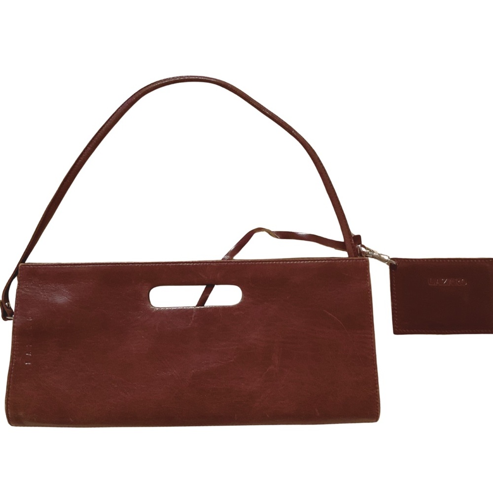 Lazaro Brown Leather Purse/Clutch with Removable Strap & Pocket Mirror